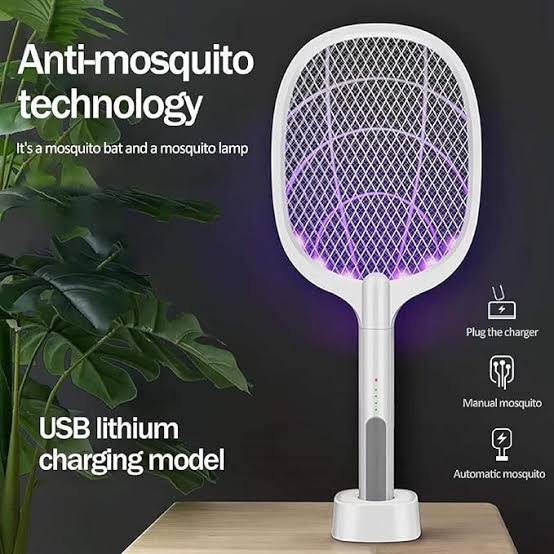 Mosquito Racket Electric Fly Swatter Powerful Usb Rechargeable Grid 3-layer Mesh Home Fly Killer Lamp